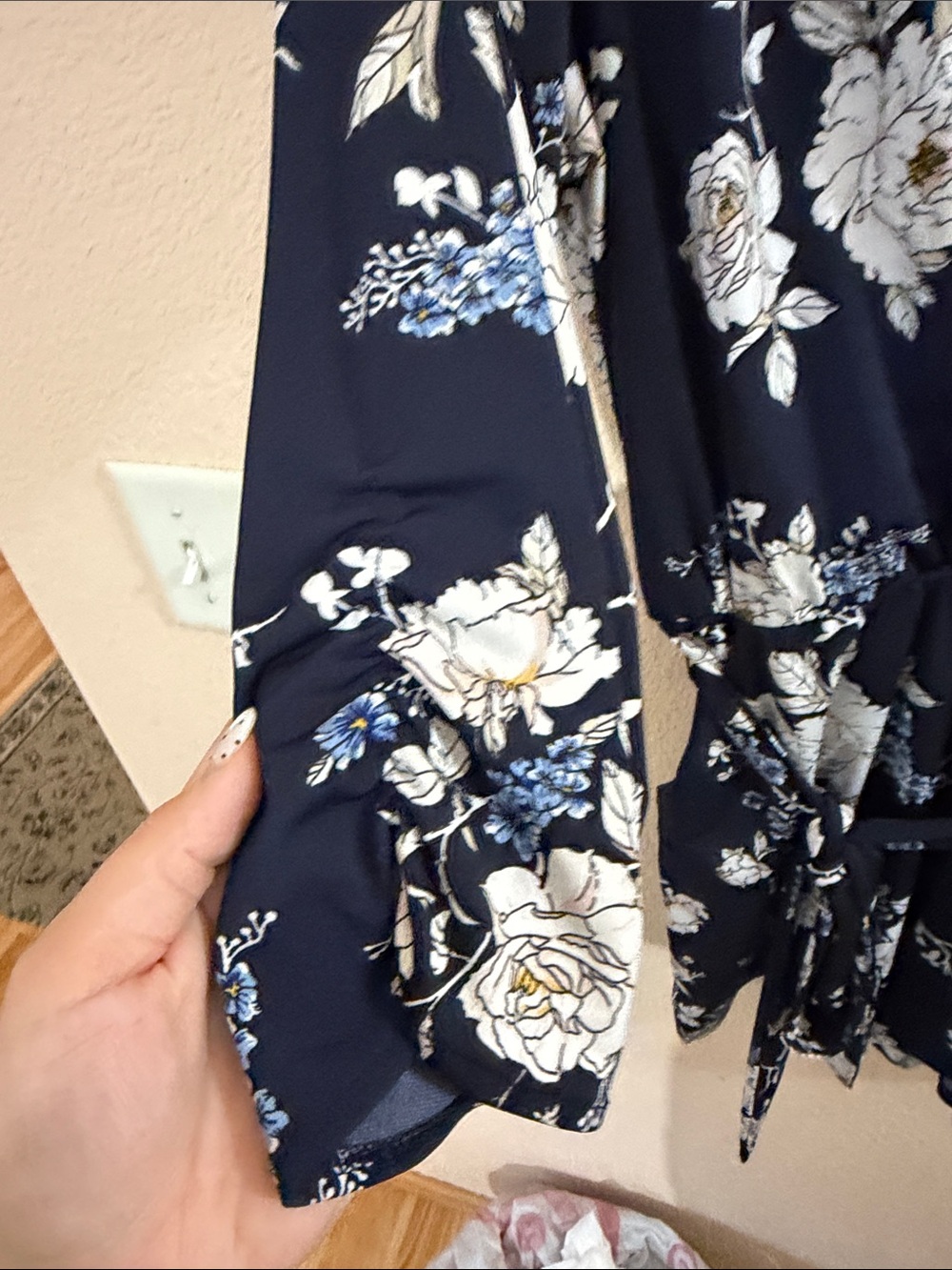 Maurice’s Floral Wrap Romper in Navy and White - Picture 6 of 6